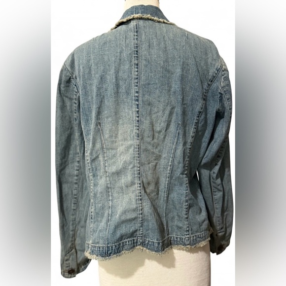 Sigrud Olsen Boho Acid Wash Denim Jacket Rocker Hippie Denim Jacket Women’s 14 - Picture 2 of 3